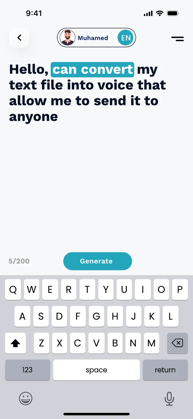 Natiq app typing